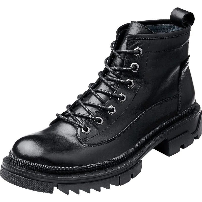 

men combat boots High Quality Genuine Leather cowboy boots mens chelsea boots men autumn winter British retro men shoes cowhide