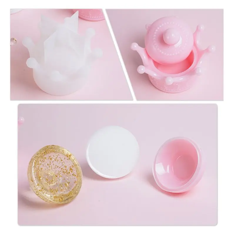 

New DIY Storage Box Mold Crystal Epoxy Set Table Decoration Jewelry Three-dimensional Crown Molding Silicone Molds