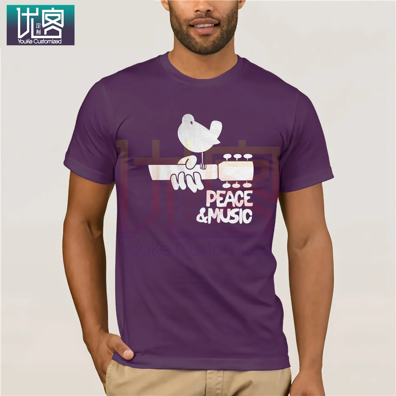 Woodstock музыкальный фестиваль Мужская Гитара Футболка Рождественский подарок для