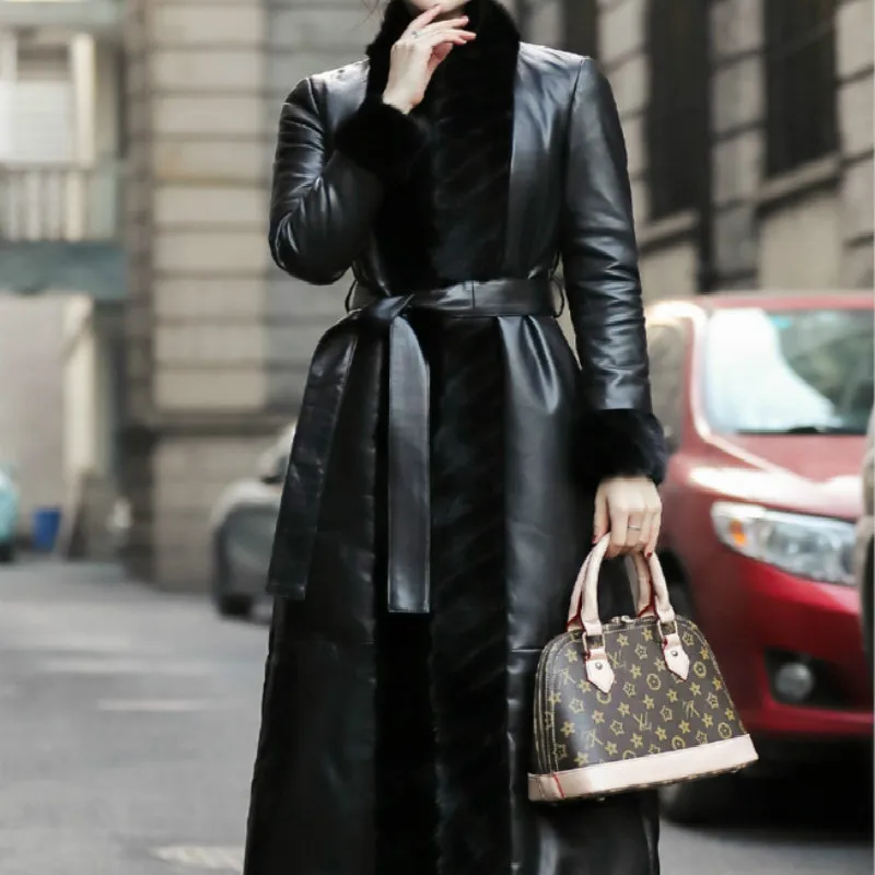 Осенне зимнее пальто женская одежда 2021 куртка из натуральной кожи с меховым