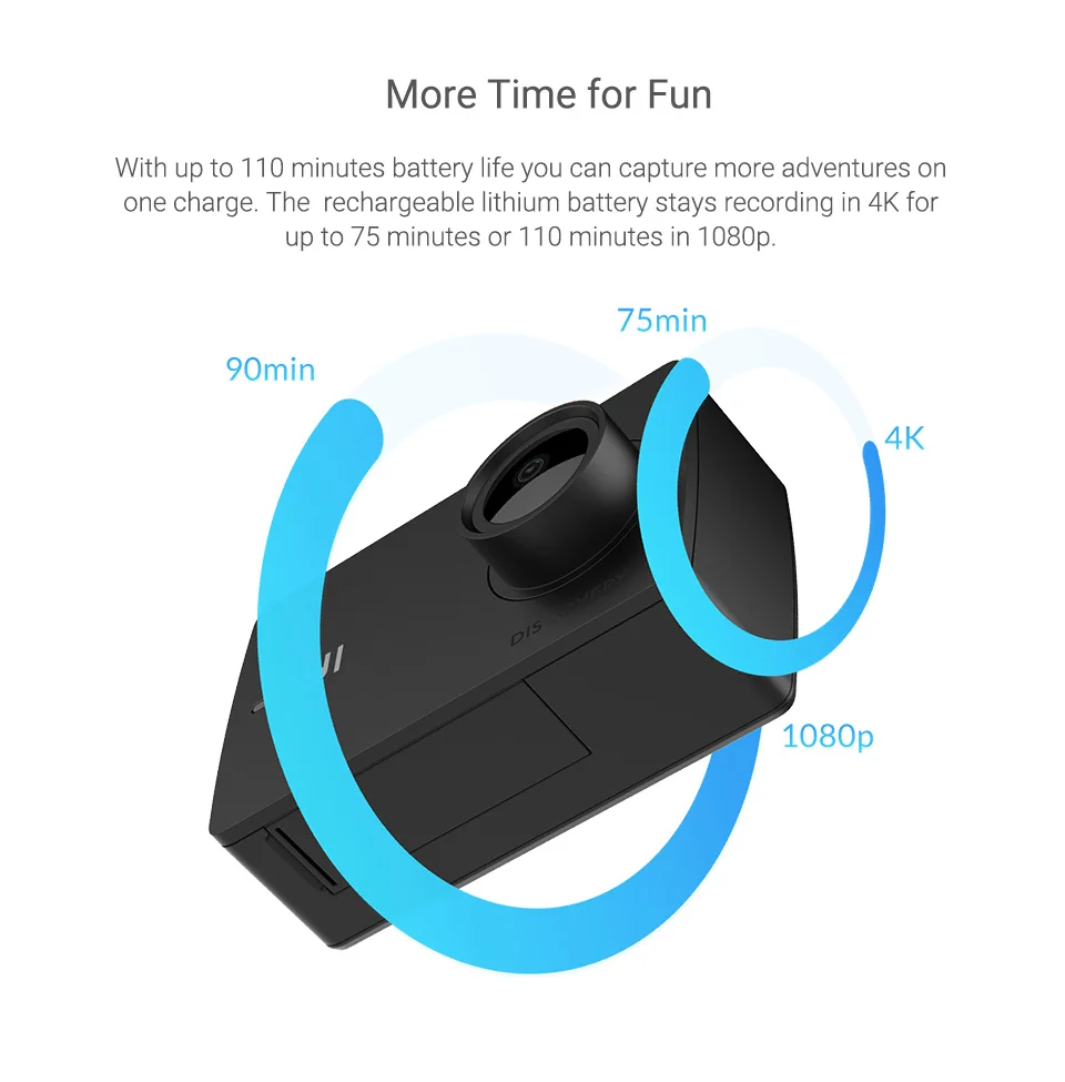 YI Discovery Action Camera 4K 20fps Sports Cam 8MP 16MP with 2.0 Touchscreen Built-in Wi-Fi 150 Degree Ultra Wide Angle