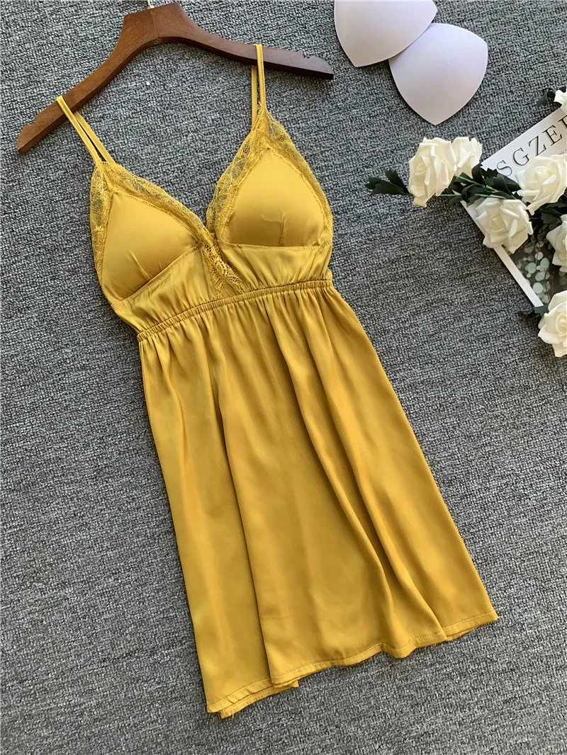 Ночные рубашки и для сна шелковое платье атласное сексуальное кружевное белье