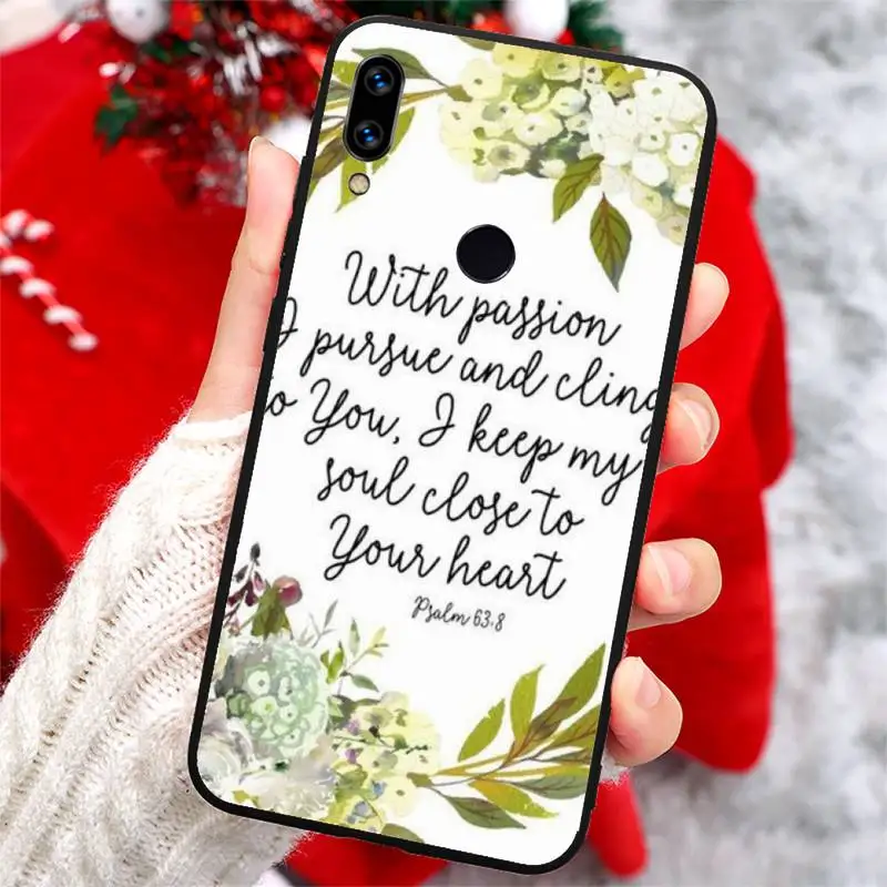 

Alphabet Phrases Bible Flowers Phone Case For Xiaomi Redmi note 7 8 9 t k30 max3 9 s 10 pro lite