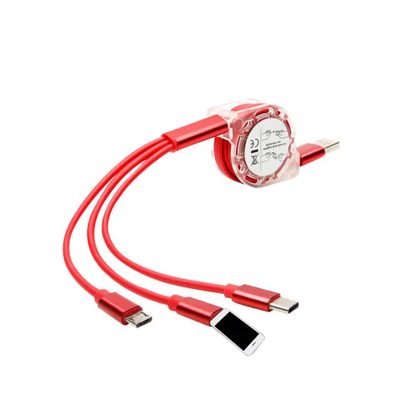 Зарядный Usb-кабель 3 в 1 для Samsung S10 S20 Type-c провод выдвижной шнур быстрой зарядки Huawei