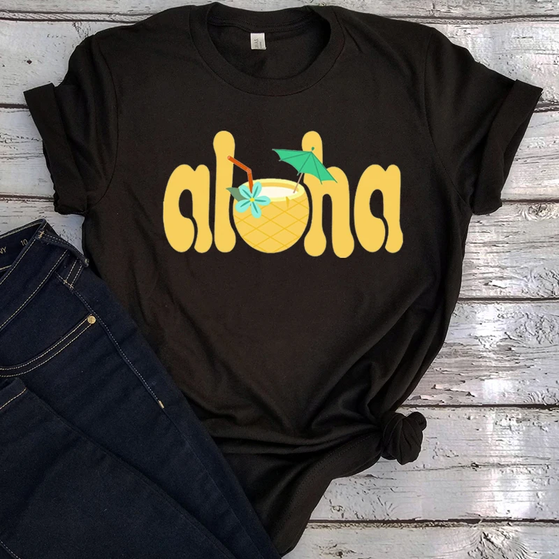 

Aloha Pineapple Vacay Graphic T Shirts Gothic Fashion Tops Tees Vintage Summer Plus Size Aloha Pineapple Women Clothing L