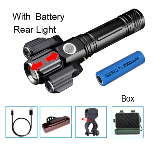 Telescopic zoom 5 Велосипед светильник 1000 люмен вспышка света светильник для USB Перезаряжаемые 18650 Батарея MTB велосипеда передняя светильник Водонепроницаемый светодиодный головной светильник Фонари - Цвет: Telescopic zoom 5