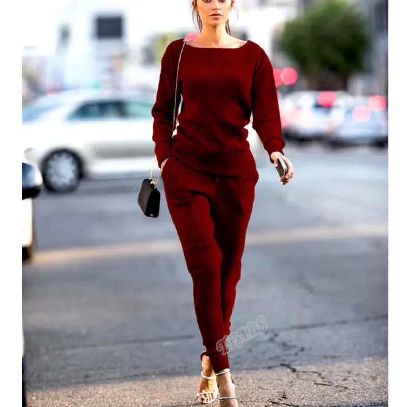 

2pcs/set Women Casual Tracksuit Jogging Gym Sports Sweatshirt Tops Pants Suit