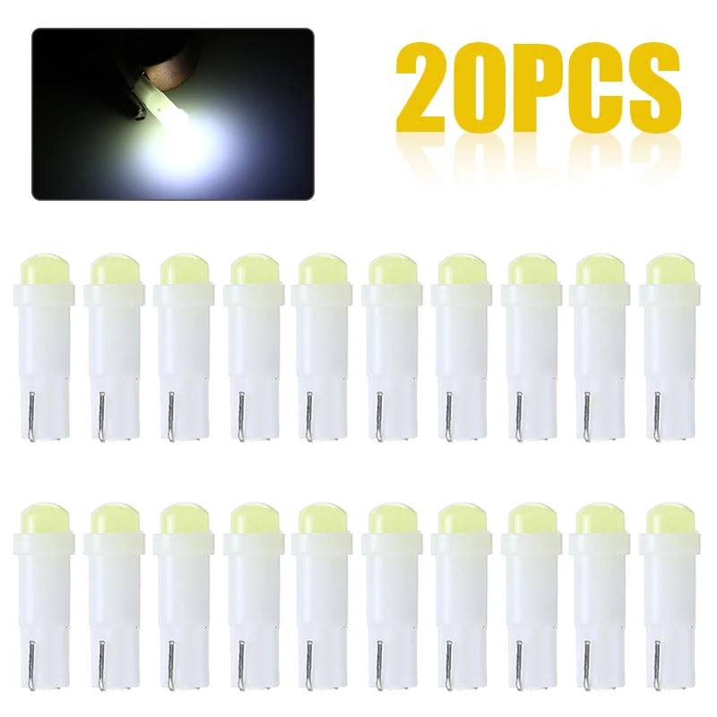 

20 шт./компл. T5 датчик светильник COB светодиодный супер яркий белый автомобиль приборной панели двери считывающая датчик светильник лампы бе...
