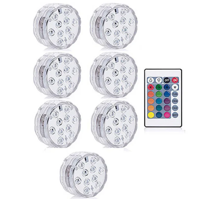 1 Remote 7 Light 10 Led RGB погружной светильник с дистанционным управлением, на батарейках, подводный Ночной светильник, напольная ваза, чаша, садовые вечерние украшения - Испускаемый цвет: 1 Remote 7 Light