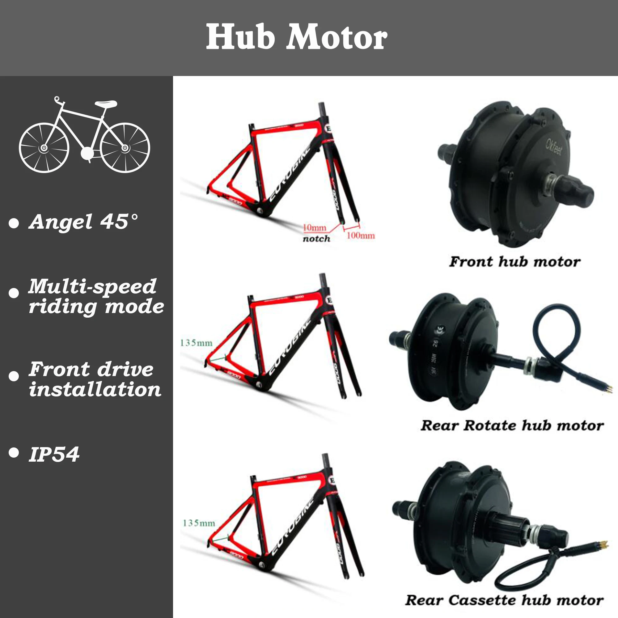 Мотор для электровелосипеда бесщеточный передний и задний колеса 36 в 250 Вт 48 1000 1500