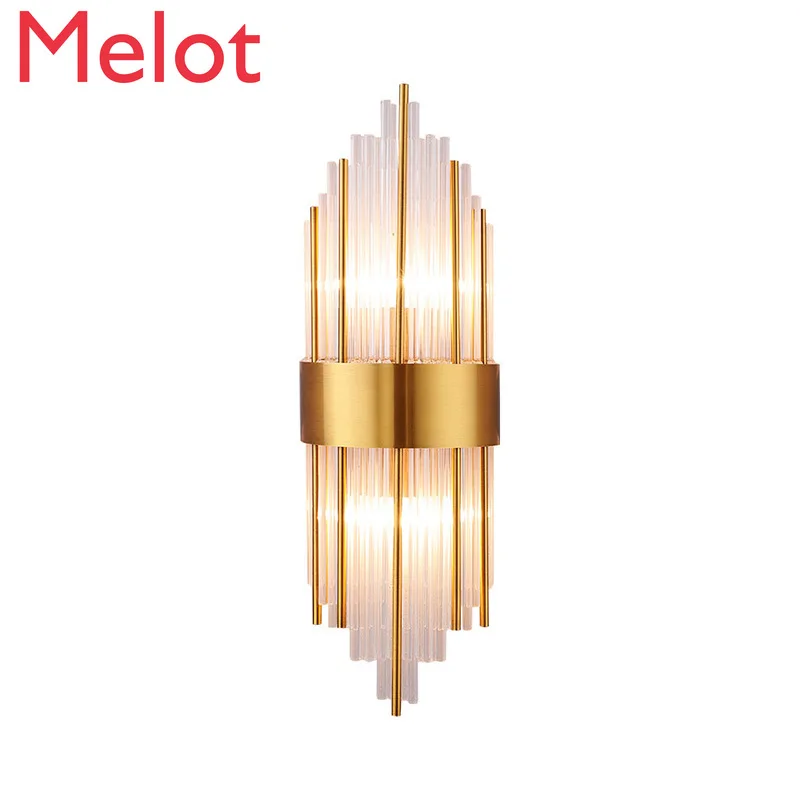 

Роскошный хрустальный настенный светильник для отеля, креативный медный настенный светильник для коридора, прихожей, спальни, прикроватный светильник, фоновая стена для гостиной