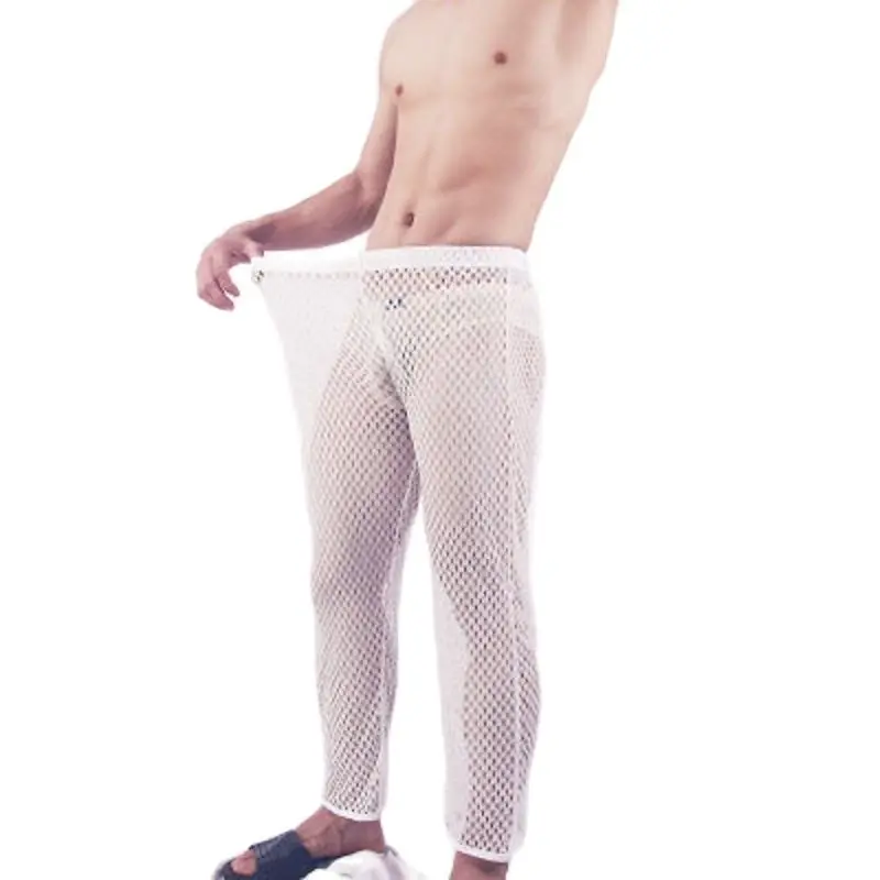 Мужские сетчатые штаны дышащее сексуальное прозрачное белье домашняя пижама