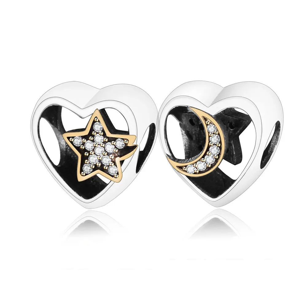 

Подходит для оригинального браслета Pandora, самодельные ювелирные изделия, 2018 оригинальные зеркальные серебряные бусины в форме сердца, Луны,...