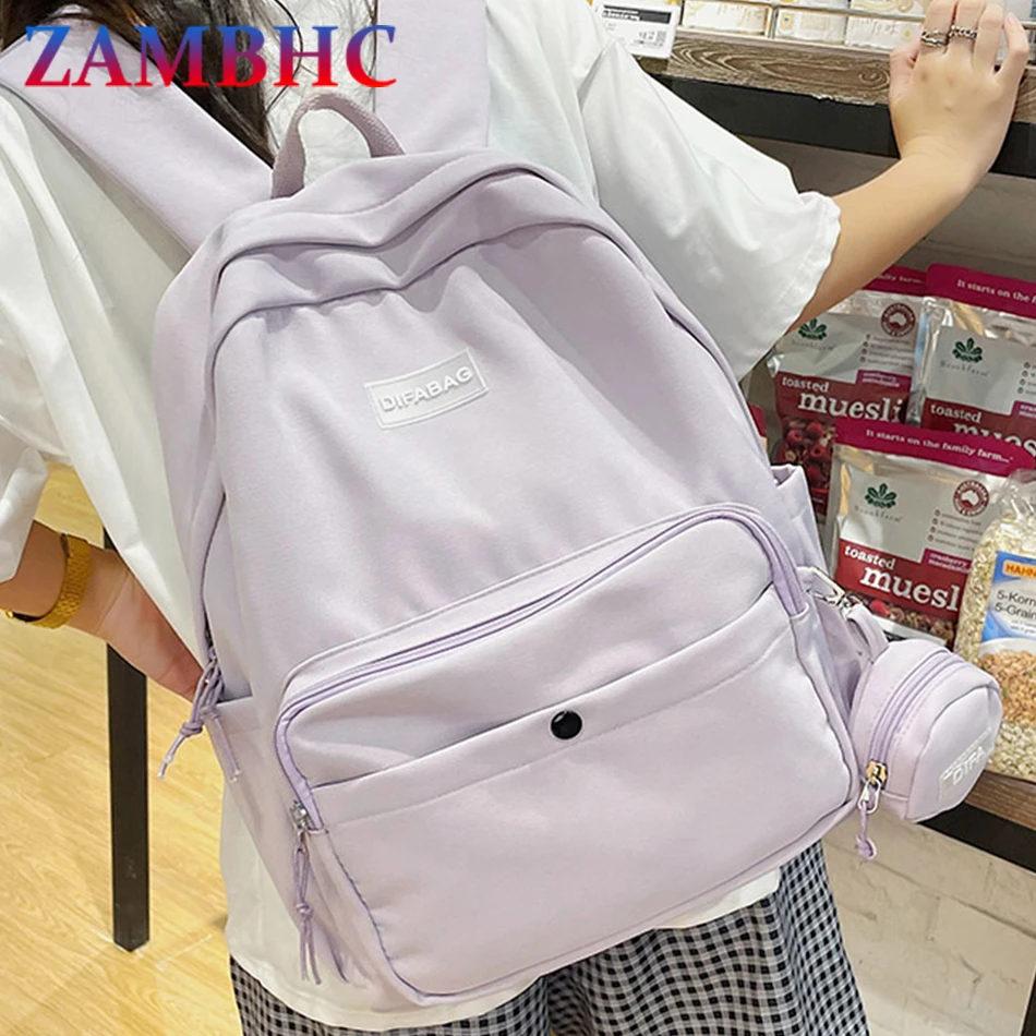 

Рюкзак унисекс с отделением для монет, модный однотонный ранец для девочек-подростков, женская школьная сумка