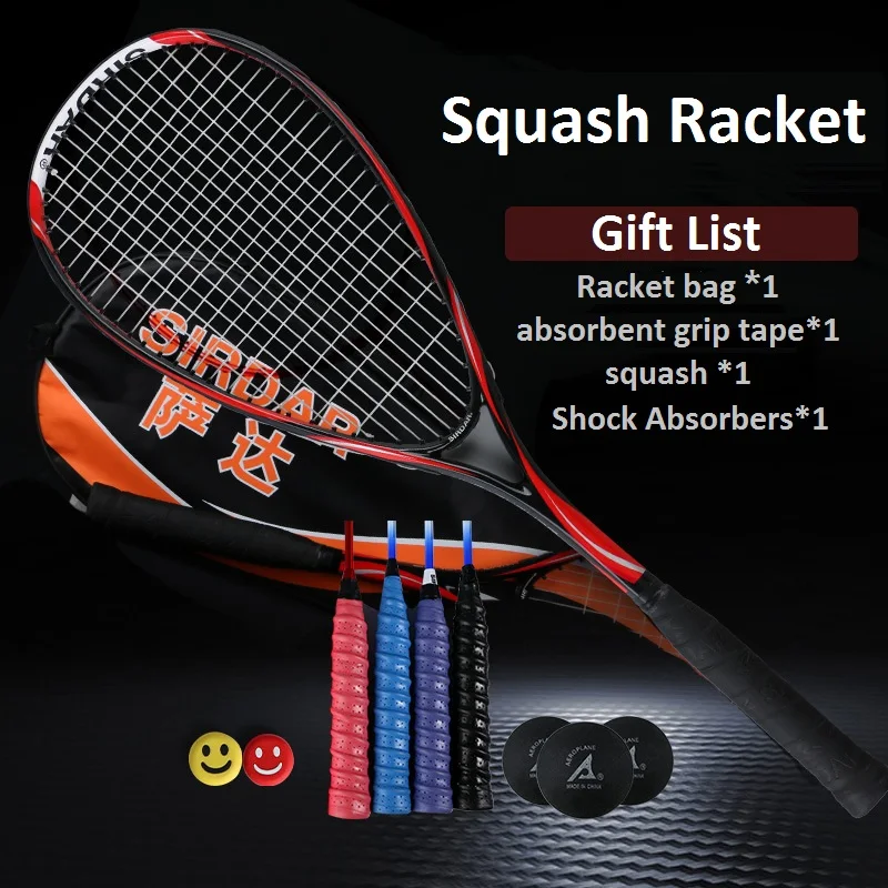 

Профессиональная ракетка для сквоша со шнурком, полностью карбоновый костюм для взрослых, начинающих, для мужчин и женщин, с сумкой для раке...