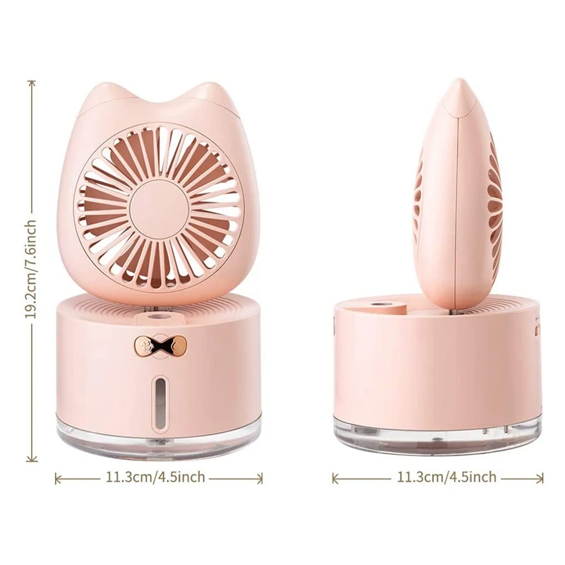 

Desk Fan Rechargeable 3 Speed Portable Table Cooling Fan with Mist Humidifier and Night Light Base for Office Car