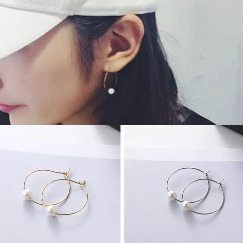 Простые индивидуальные серьги в европейском и американском стиле с жемчугом