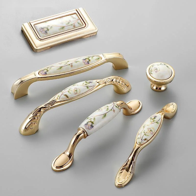 

Antique Ceramic Cabinet Handles Chinese Vintage Drawer Knobs Wardrobe Door Handles European Furniture Handle Hardware