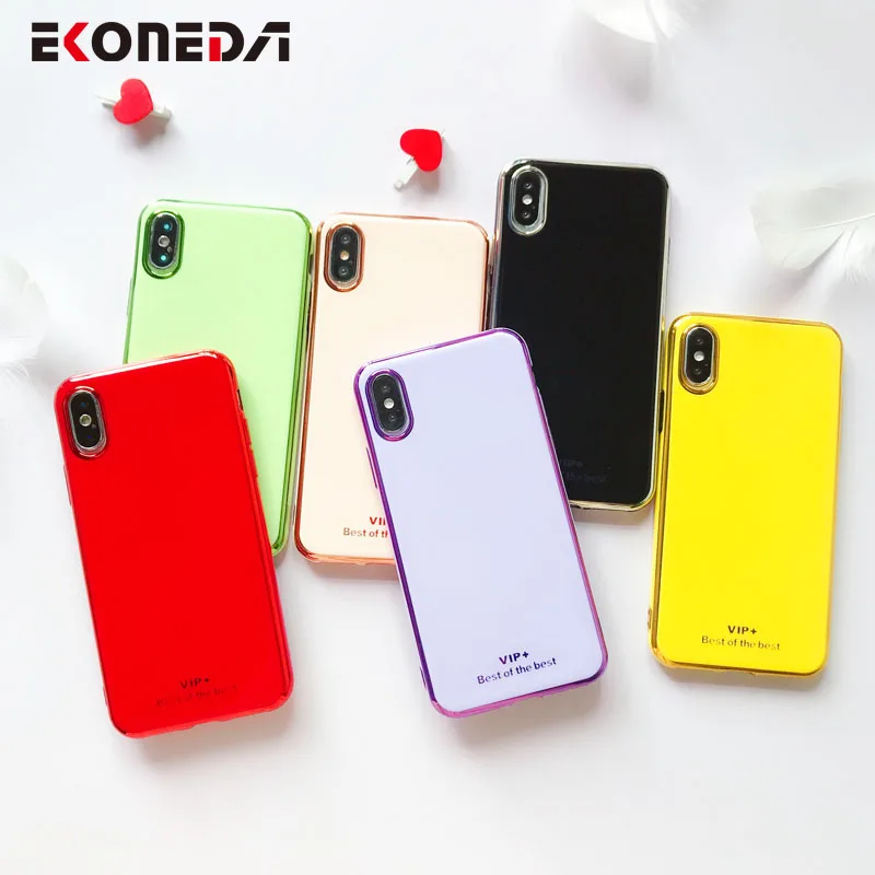 EKONEDA Карамельный цвет гальванический чехол для iPhone 7 Чехол Силиконовый мягкий XR X