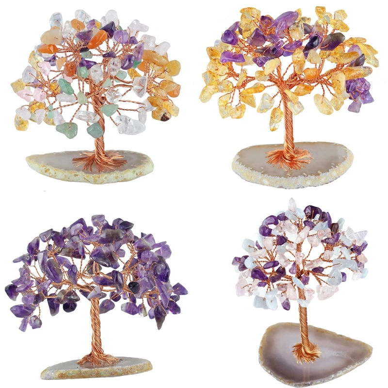 

Творческая имитация кристалла дерево драгоценные камни ювелирные изделия чакра рейки фэн-шуй украшение с базой домашнее украшение для бог...