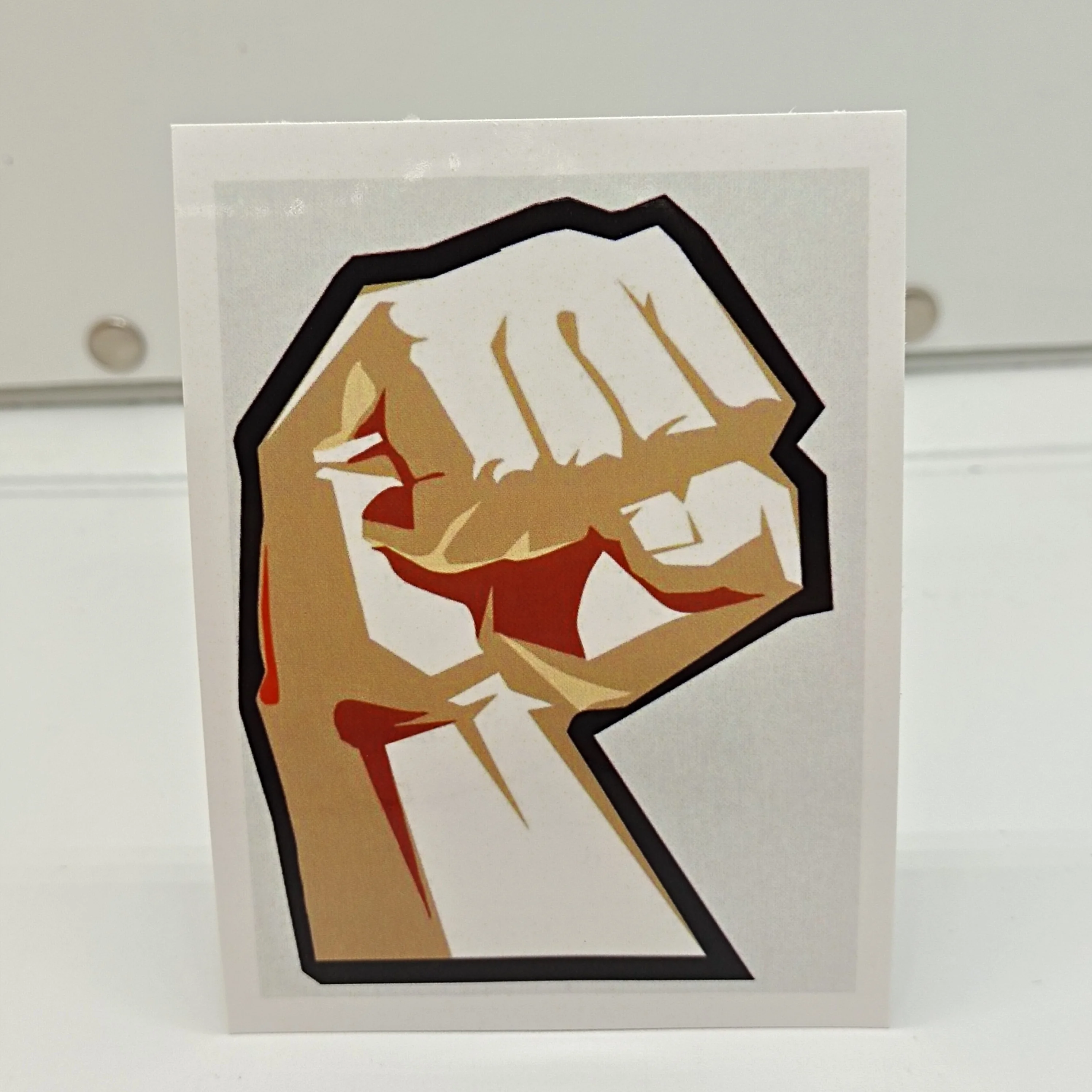 

fist logo vinyl waterproof sticker label printing custom