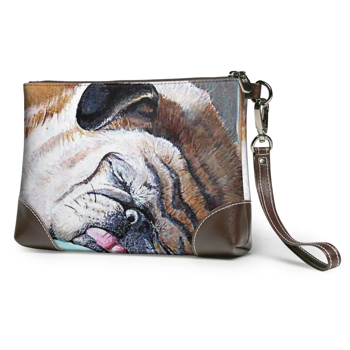 

Pug Clutch Bag Handle Design Clutch Purse Vintage Leather Business Wallet