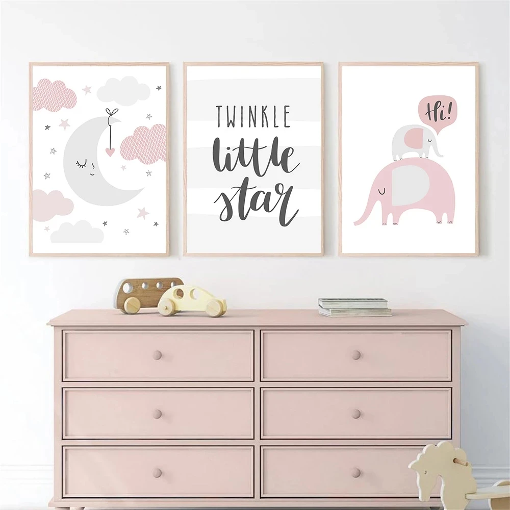 Луна облака розовый слон буквы цитаты искусственные плакаты и принты на холсте