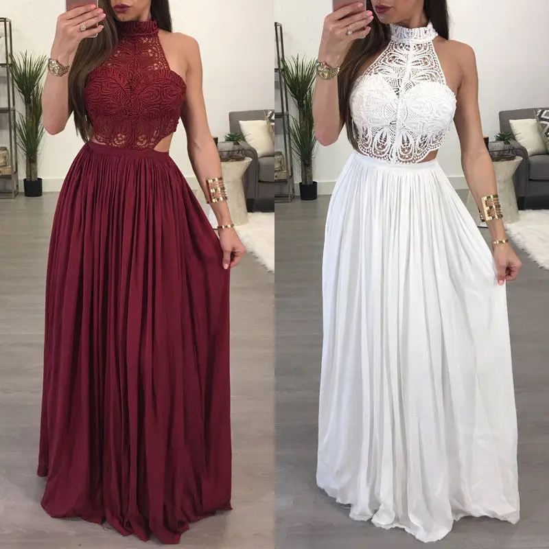 

Модные женские туфли кружевное платье Boho повседневное длинное вечернее вечерние коктейльное платье пляжное платье для девочек Открытое пл...