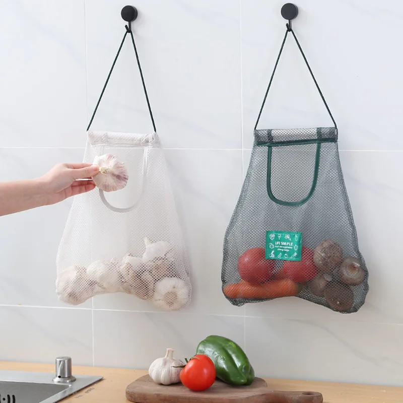 1/2PCS Mesh Net Reusable Hanging Storage Bags Fruit Vegetable Garlic Onion Organizer Home Hollow Bag Kitchen Accessories | Дом и сад