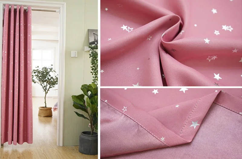 Star Pattern Thermal Door Curtains Blackout Cloth Curtain Grommet Top 5 Colors for Bathroom Kitchen Bedroom Door Balcony DW1233