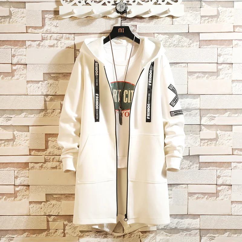 Пальто мужское длинное с капюшоном модная повседневная верхняя одежда