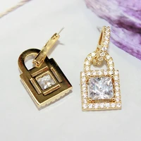 fashionable and exquisite first earrings zircon 18k gold girlfriend wife gift square aaaaa cz party wedding pendant earrings