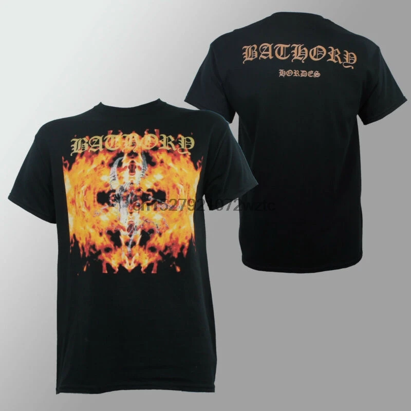 Аутентичный BATHORY Band Hordes Distressed Goat логотип в футболка с пламенем S 2XL Новинка|Мужские