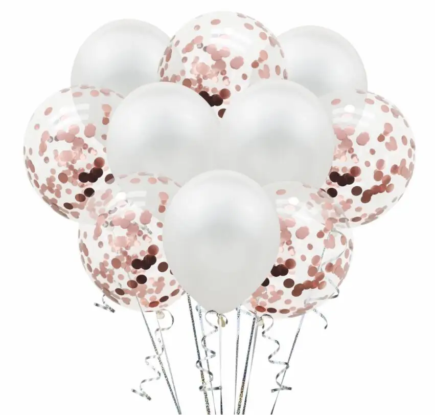 white rose gold 10 шт./компл. 12 дюймов многоцветный конфетти латексных воздушных шаров с Свадебные украшения шары Baby Shower День рождения Праздничный Декор - Цвет: white rose gold