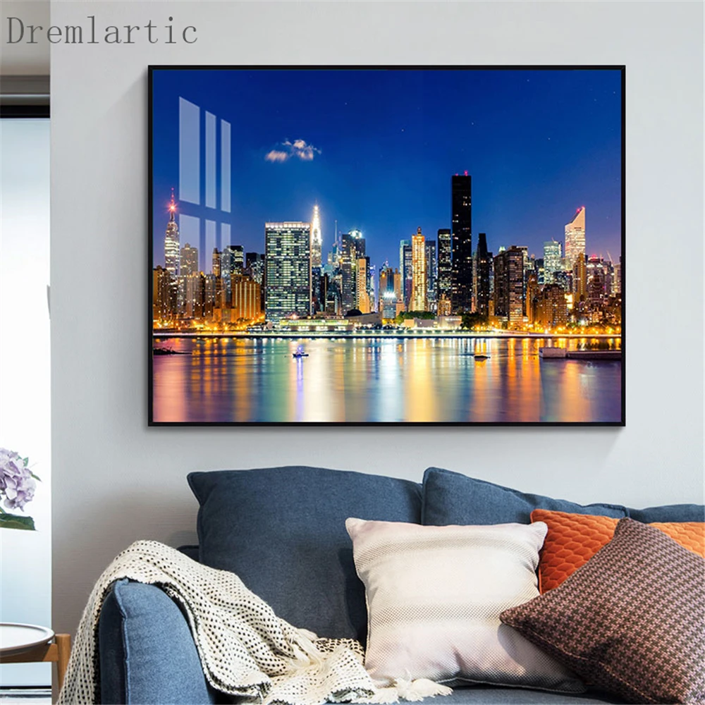 Нью Йорк At Dusk Дубай холст постер из шелковой ткани современный Стиль принты
