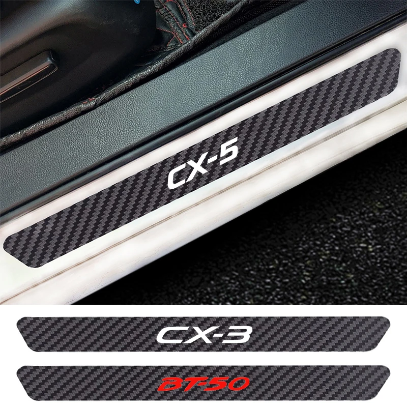 

4PCS Car Door Sill Anti kick Stickers Carbon Fiber Auto Door Sticker For Mazda CX-30 CX-9 CX-8 CX-7 BT-50 Biante CX-5 CX-3