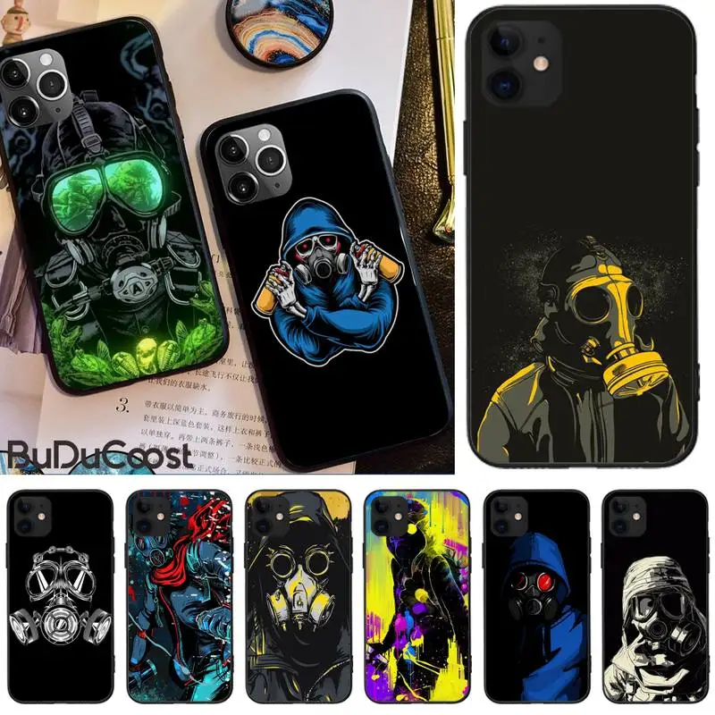 

Jomy Gas mask boy art Black TPU Soft Rubber Phone Cover For iphone 5C 5 6 6s plus 7 8 SE 7 8 plus X XR XS MAX 11 Pro Max Cover