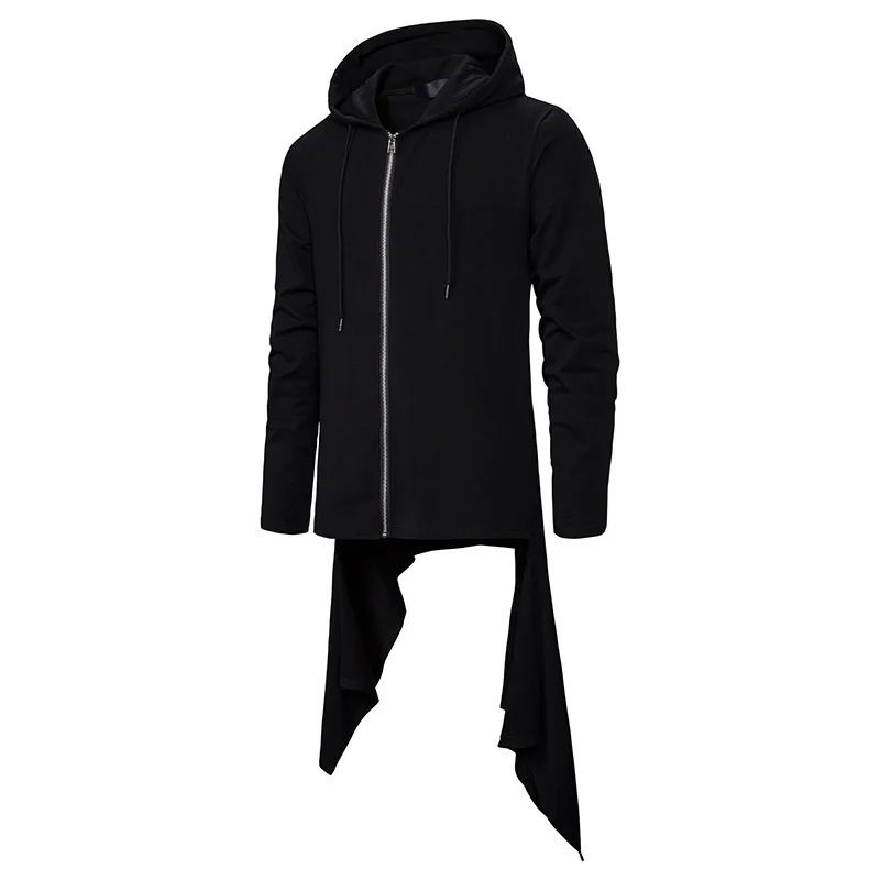 Мужская толстовка Assassins Creed черная Асимметричная Свободная куртка с капюшоном и