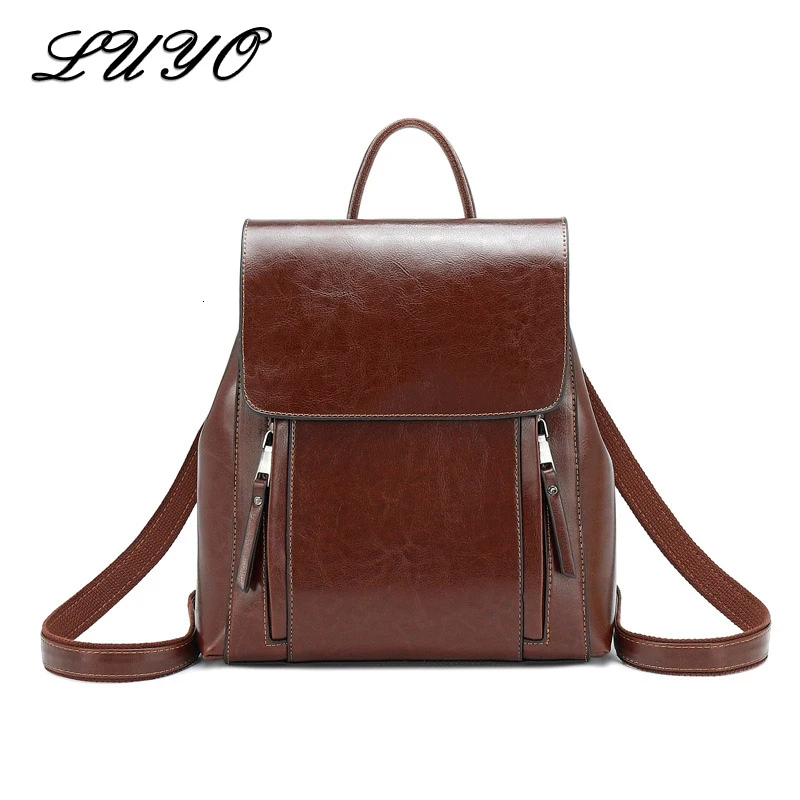 

Рюкзак женский, из натуральной кожи, большой емкости, в винтажном стиле