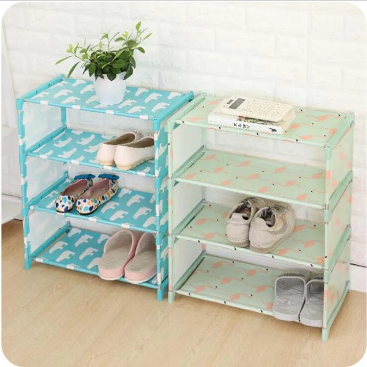 

4 Layers Non-woven Shoe Shelf Rack Living Room Fabric Dustproof Cabinet Organizer Holder Foldable Stand Shoes Shelf