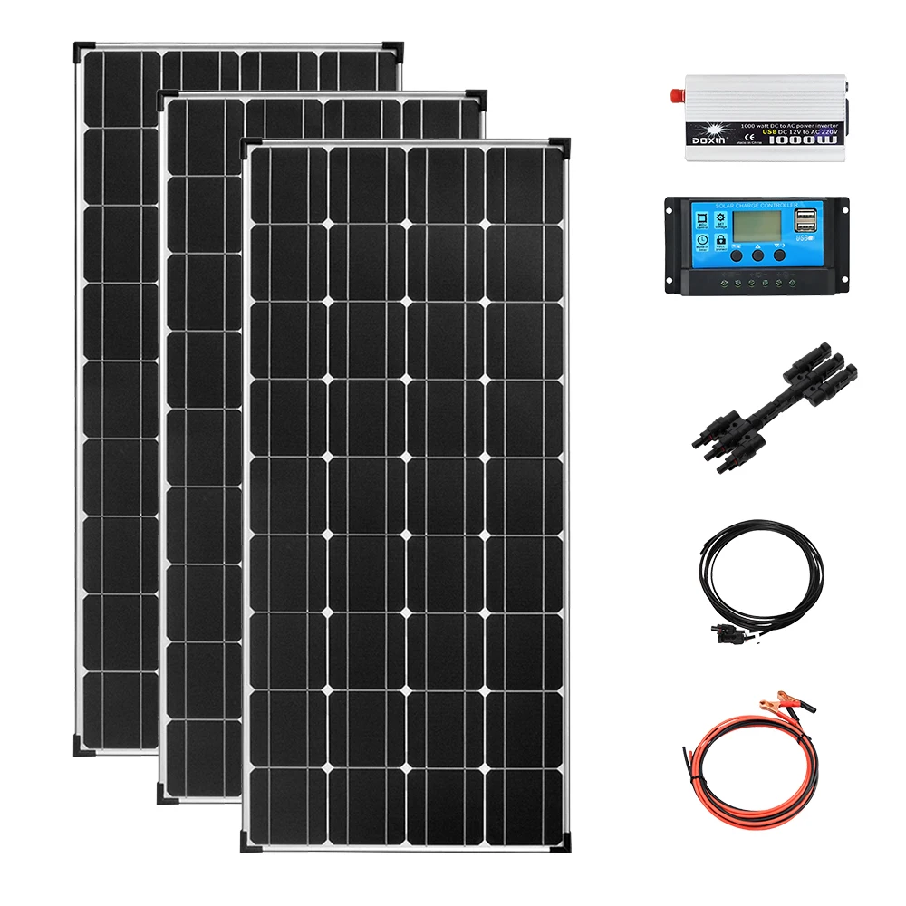 Off-grid Solar panel System 360W 12v 110V 220v battery charger energy plate Photovoltaic for home RVs trailers boats sheds |