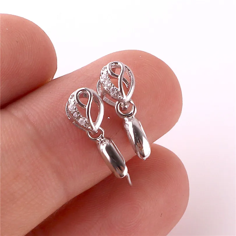 5 шт. S925 Серебряный Кристалл в виде капли воды клип застежка щепотка подвеска-Бейл