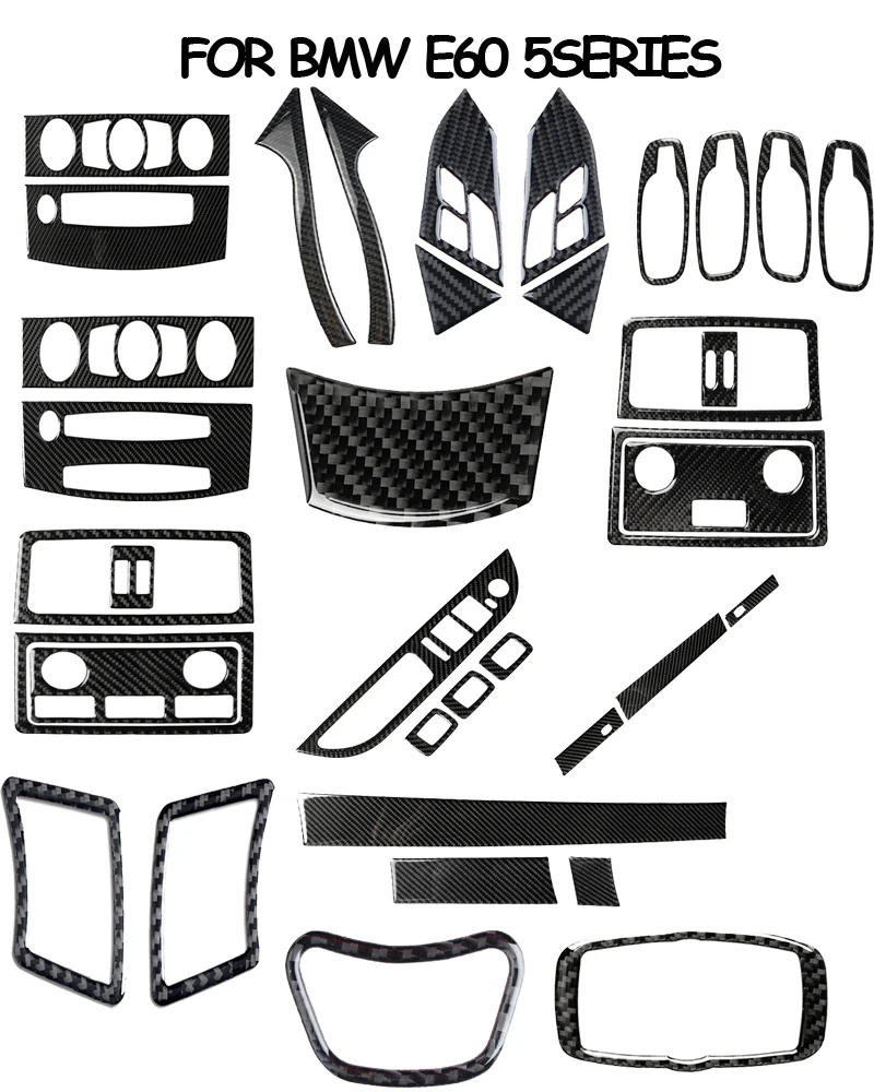 

Car Accessories Interior Carbon Fiber Intermediate Air Outlet Gear Panel Bowl Frame Wait Stickers Decorative For BMW E60 5series
