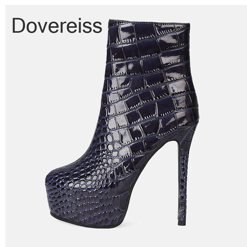 

2022Fashion Women's Shoes Winter New Sexy Short Boot Elegant Zipper Platform Boots Concise Mature Stilettos Heels Big Size 44 45