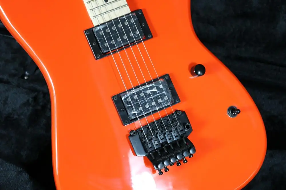 Popular orange color hh pickups electric guitar guitarra tremolo bridge maple neck free shipping | Спорт и развлечения