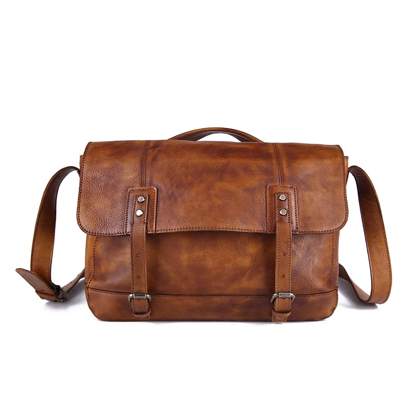 Vintage Distressed Leather Men Shoulder Bag Portable Messenger Street Bags Hand-colored Motorcycle Tide Male Soft Tc |