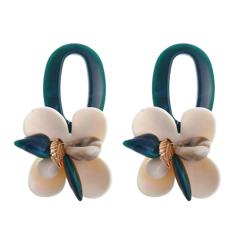 FishPeach Bohemian Big Flower Acrylic Dangle Earrings Statement Resin Drop For Women Vintage Earings Jewelry Party Gift | Украшения и