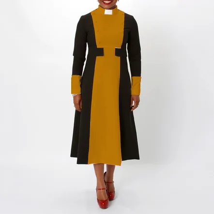 

WEPBEL Spring and Autumn Fashion Long Sleeve Button High Waist Stand Collar Dress Women's Casual Slim Fit Patchwork Dress