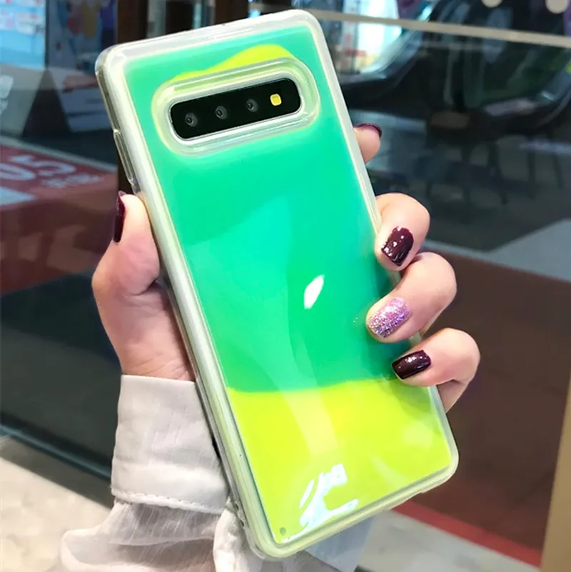 Моллюски светящиеся неоновые песком чехол для телефона Samsung Galaxy S8 S9 S10 Plus Note 8 9