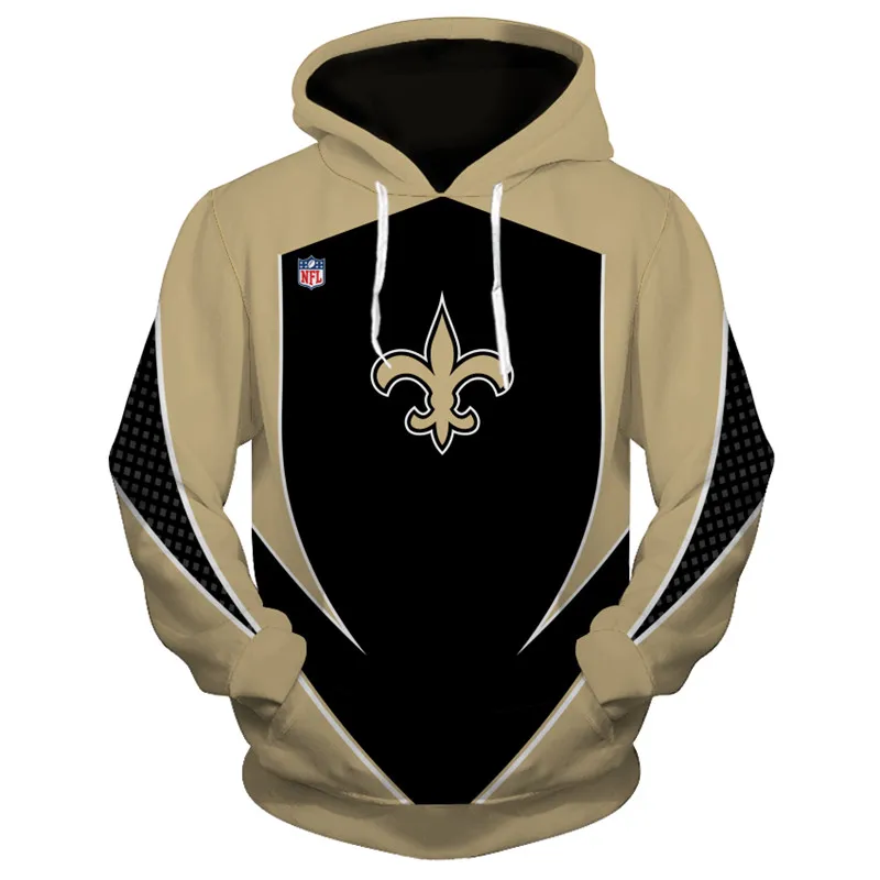 

2021 New Orleans Men's Long Sleeve Casual Hoodie Geometric Arrow Khaki Black Stitching Darts Print 3d Sweatshirt